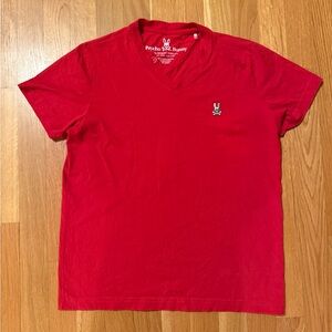 Psycho Bunny Men's Red V-Neck Shirt